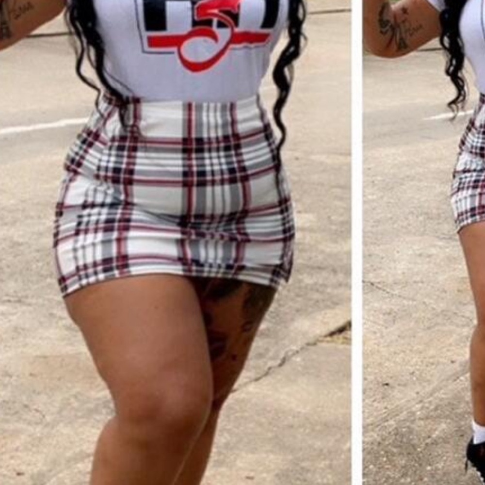 Plaid Women's Skirt - Black, White, Red